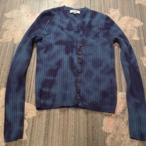 Madewell cashmere ribbed slim cardigan purple and blue tie dye small